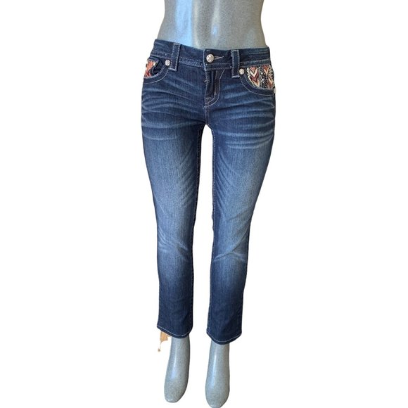 Miss Me 'Mid-Rise Easy Skinny' Womens Jeans Tag 26 Blue W29xL28 Stretch Western - Picture 3 of 13